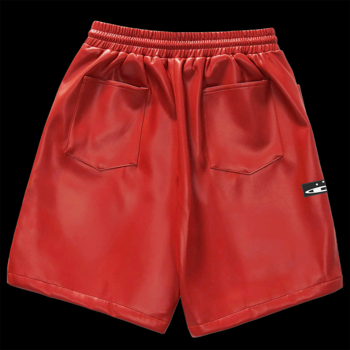 “stamp” leather shorts